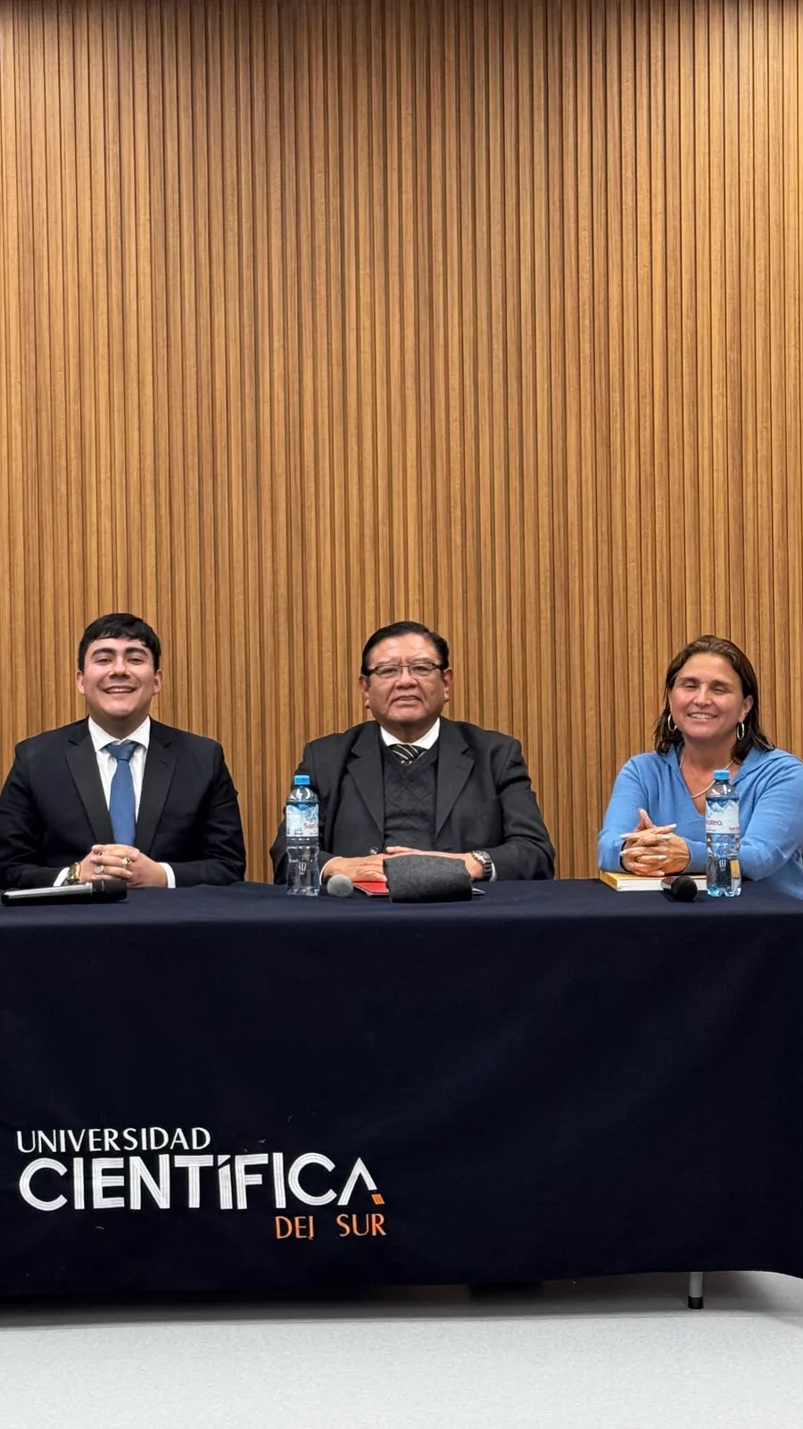A panel of three speakers at Universidad Científica del Sur